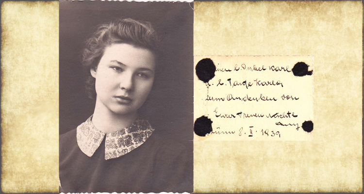 LEFT: Portrait Photo of Anna Jellinek, Brünn, Czechoslovakia, February 1939