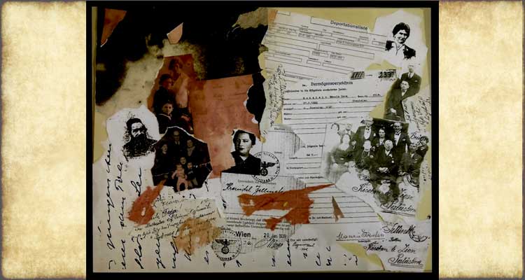 "Why Were We Ripped Apart?" Collage by Paulette Jellinek, 2019. Mixed paper media, 16" x 20"