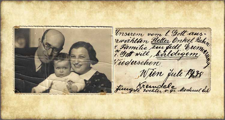 LEFT: Photo of Karl Jellinek, Michaela Jellinek (between 9 - 11 months old), Kreindel E. Jellinek